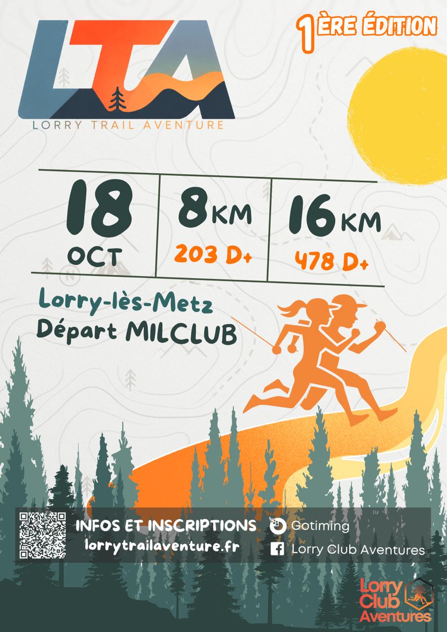 Flyer Lorry Trail Aventure - 18 Octobre, 8km et 16km, départ MilClub Lorry-lès-Metz